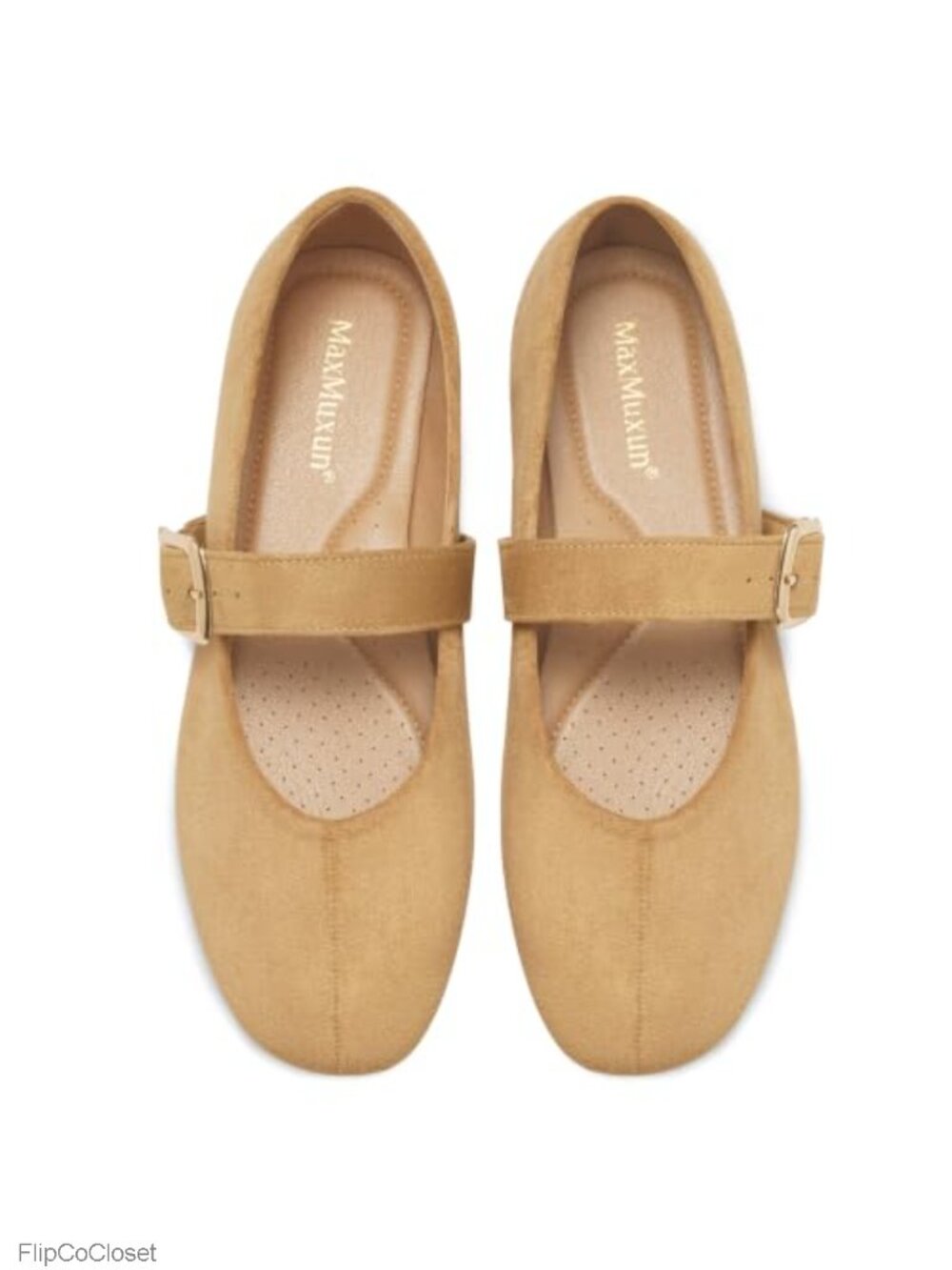 Faux Suede Mary Jane Ballet Flats Cushioned Comfort Square Toe Women's Dress